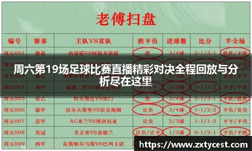 周六第19场足球比赛直播精彩对决全程回放与分析尽在这里
